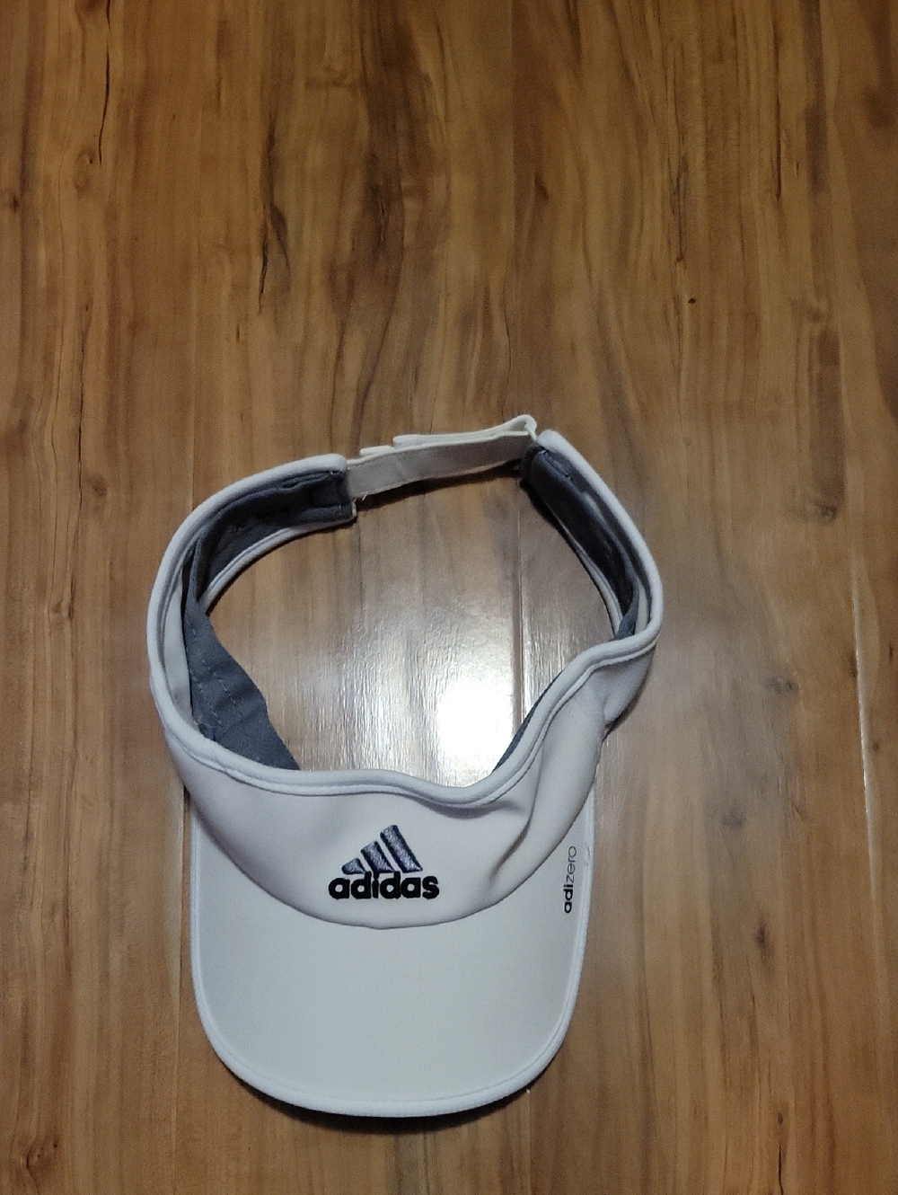 adidas White Visor with Black Logo and Grey Lining
